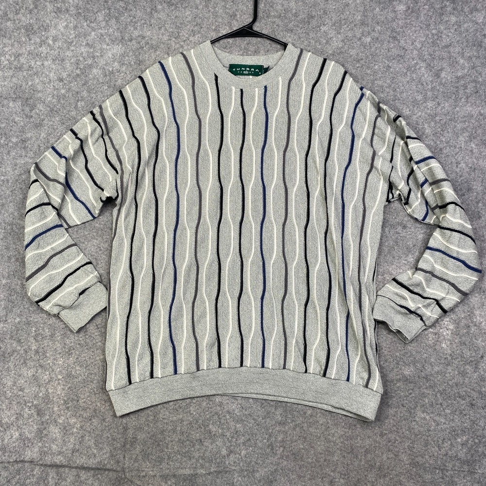 VTG Tundra Mens XL Sweater Multi Color Canada Mercerized Cable Coogi